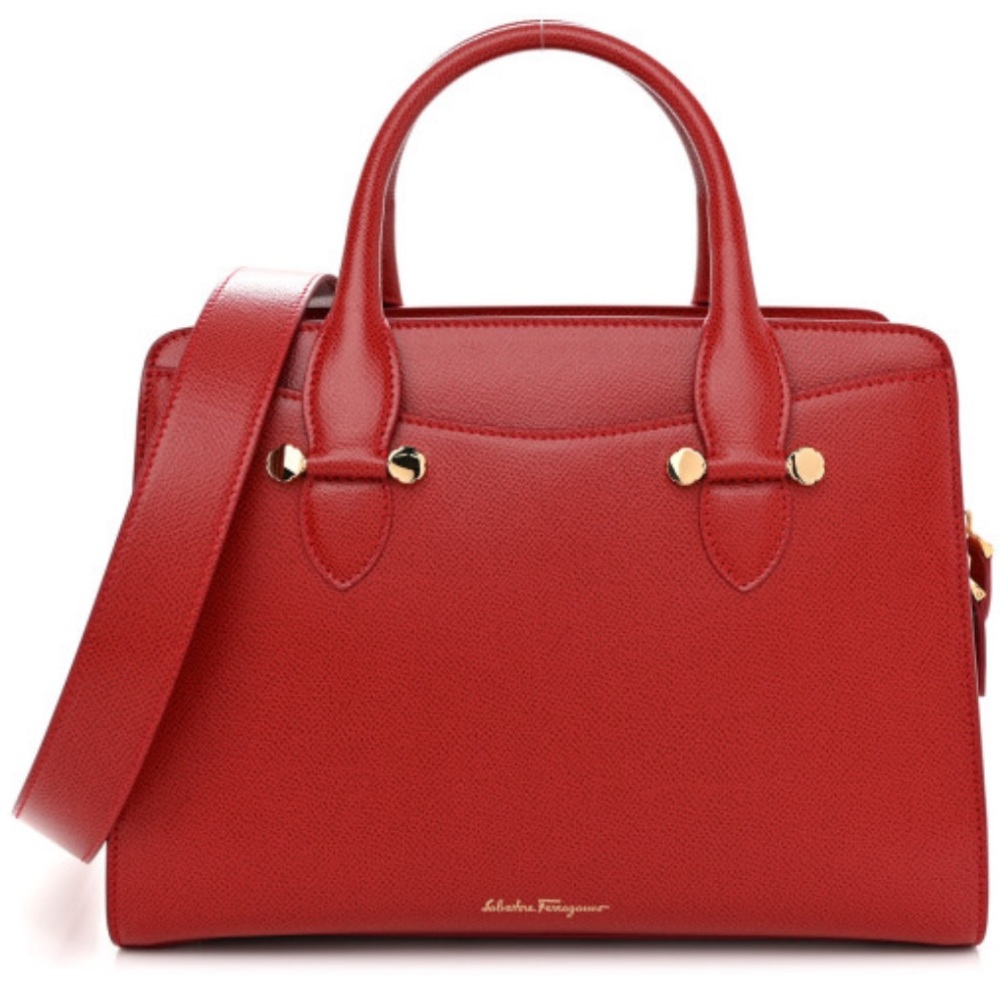 Salvator Ferragamo Hammered Calfskin Today Satche,    like new, red rare purse